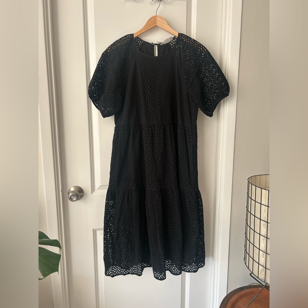 Everlane Black Eyelet Midi Dress - Picture 4 of 8